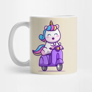 Cute Unicorn Riding Scooter Mug